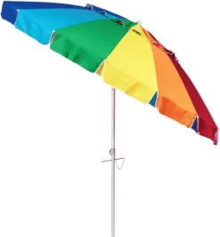 Beachkit Rainbow 240cm Premium Beach Umbrella With Sand Auger - 10107RB -Railblaza Sale Store 0015062 rainbow 240cm beach umbrella