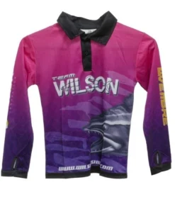 Wilson Team Long Sleeve Kids Fishing Jersey Shirt - Pink Purple -Railblaza Sale Store HOO TSLSPPK6Front