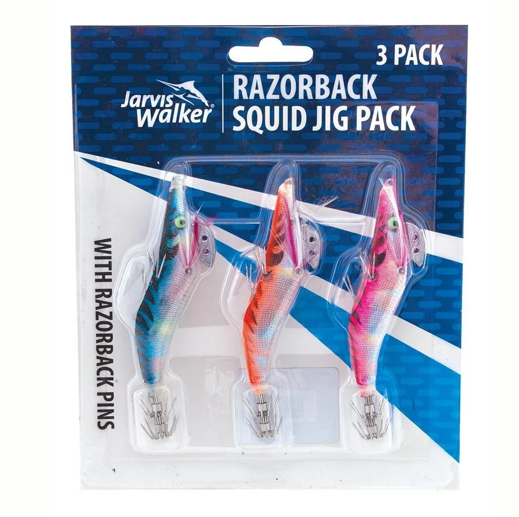 Jarvis Walker Razorback Mixed Squid Jig Lure Value Pack 1 Jarvis Walker Razorback Mixed Squid Jig Lure Value Pack