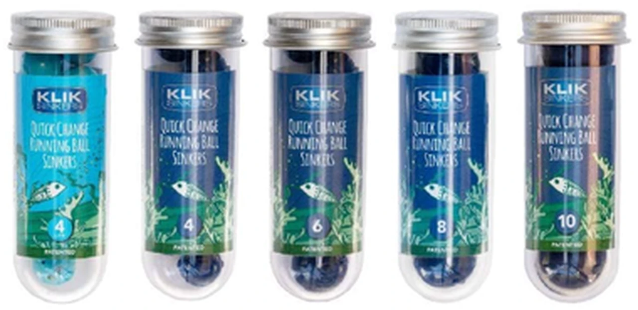 Klik Sinkers Easy Change Clip Snap On Ball Sinker Value Tube 1 Klik Sinkers Easy Change Clip Snap On Ball Sinker Value Tube