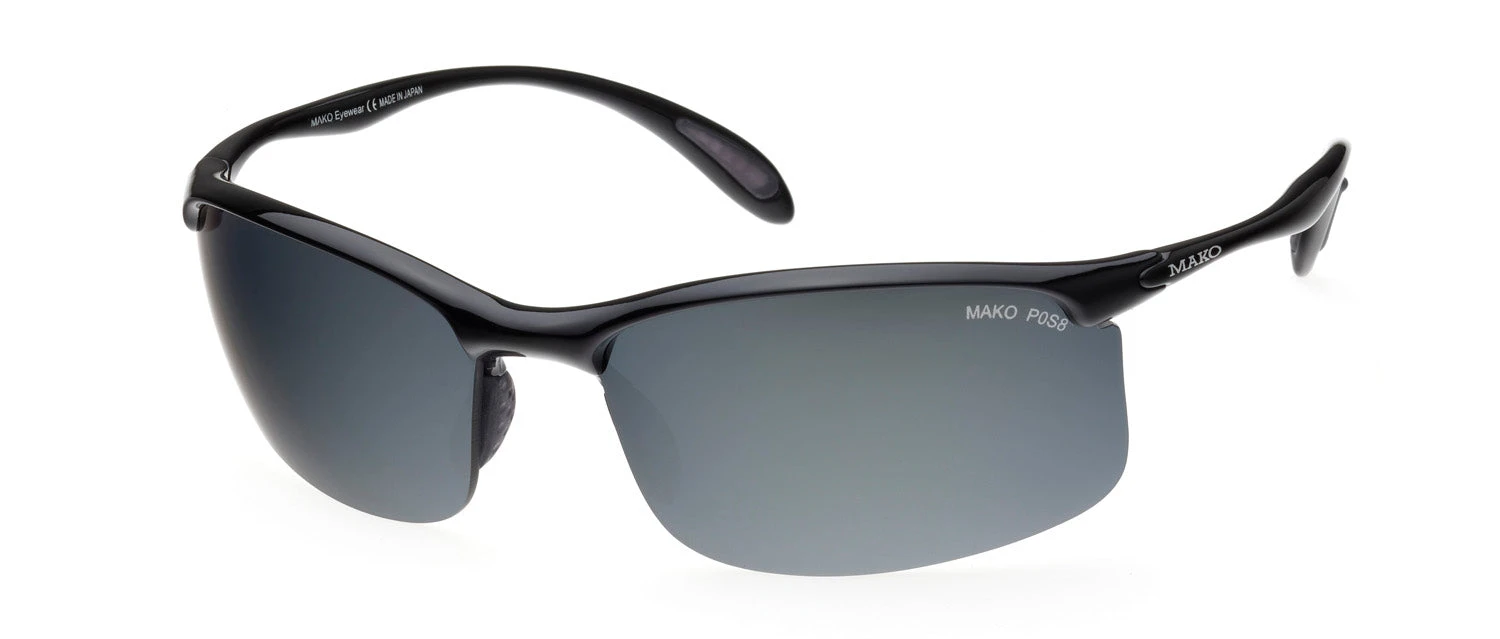 Mako Diver Shiny Black Frame Poly Grey Mirror Silver Lens Polarised Sunglasses 1 Mako Diver Shiny Black Frame Poly Grey Mirror Silver Lens Polarised Sunglasses