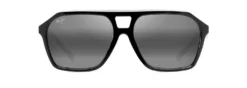Maui Jim 880-02 Wedges Black Gloss Frame Crystal Natural Grey Glass Lens Sunglasses