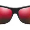 Maui Jim Equator Matte Black With Red Interior Hawaii Lava Polarised Glass Lens Performance Sunglasses - RM848-04