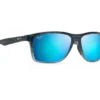 Maui Jim Onshore Blue Black Stripe Fade Frame Blue Hawaii Glass Lens Polarised Performance Sunglasses