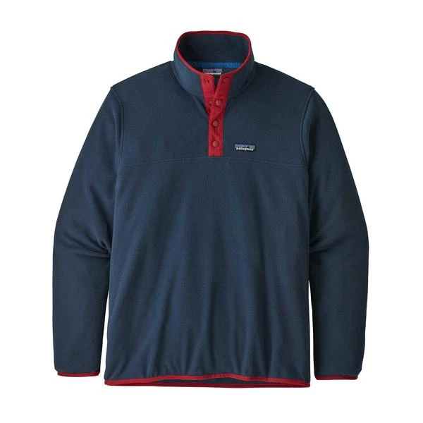 Patagonia 26165 Mens Micro D Snap-T Pull Over Fleece - New Navy Classic Red 1 Patagonia 26165 Mens Micro D Snap-T Pull Over Fleece - New Navy Classic Red