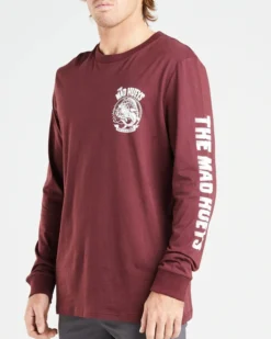The Mad Hueys Hook Line And Drinker Long Sleeve Tee Shirt - Plum