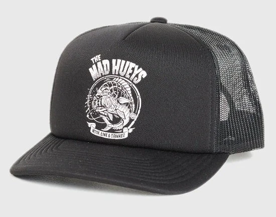The Mad Hueys Hook Line & Drinker Foam Trucker Black Cap Hat - H222M06001 1 The Mad Hueys Hook Line & Drinker Foam Trucker Black Cap Hat - H222M06001